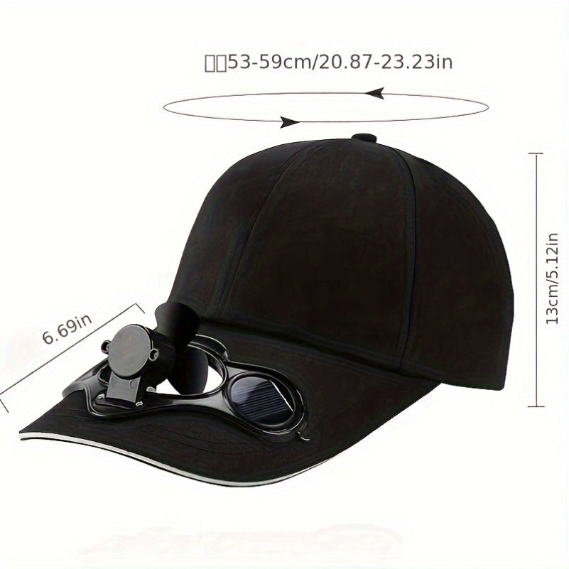 Solar-Powered Fan Baseball Cap with Adjustable Strap