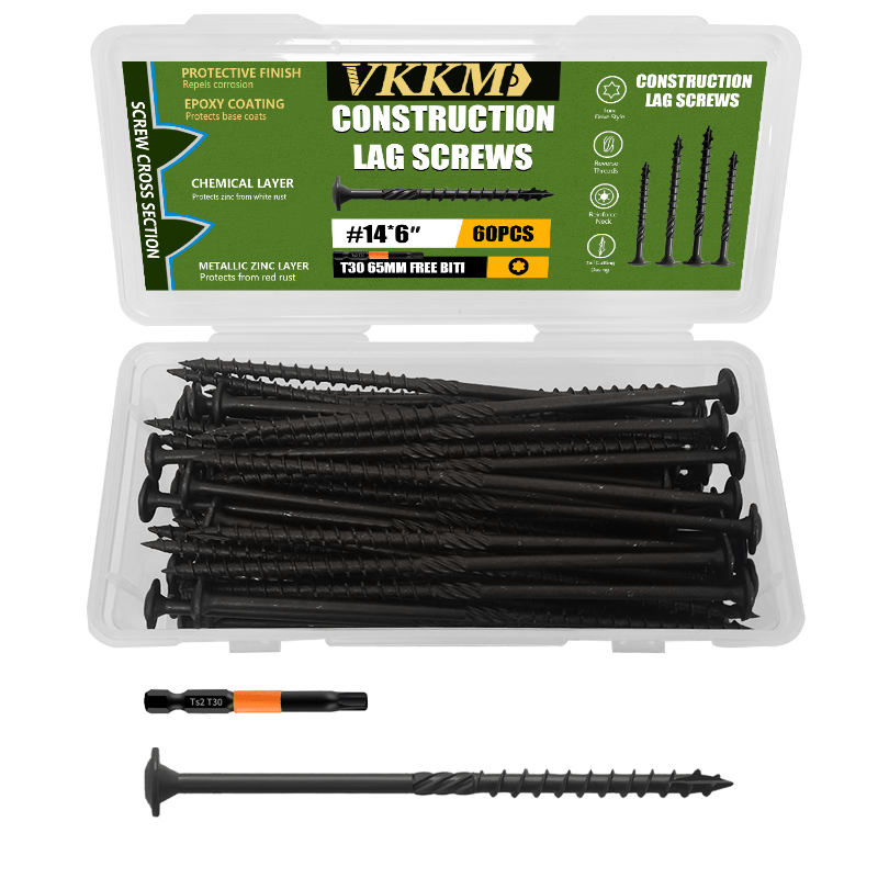 100pcs Black Carbon Steel Wood Screw Kit