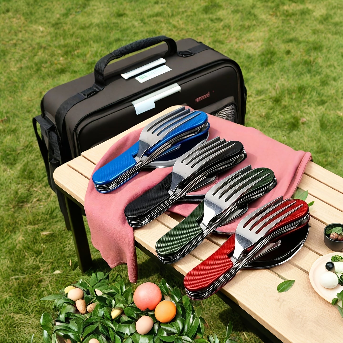 4pcs, Multifunctional Outdoor 4-in-1 Cutlery