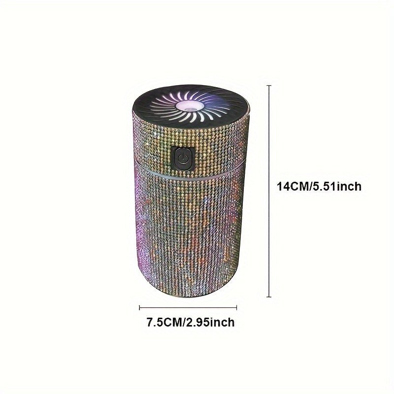 Deluxe Rhinestone Car Diffuser Humidifier, LED Light Aromatherapy Air Freshener