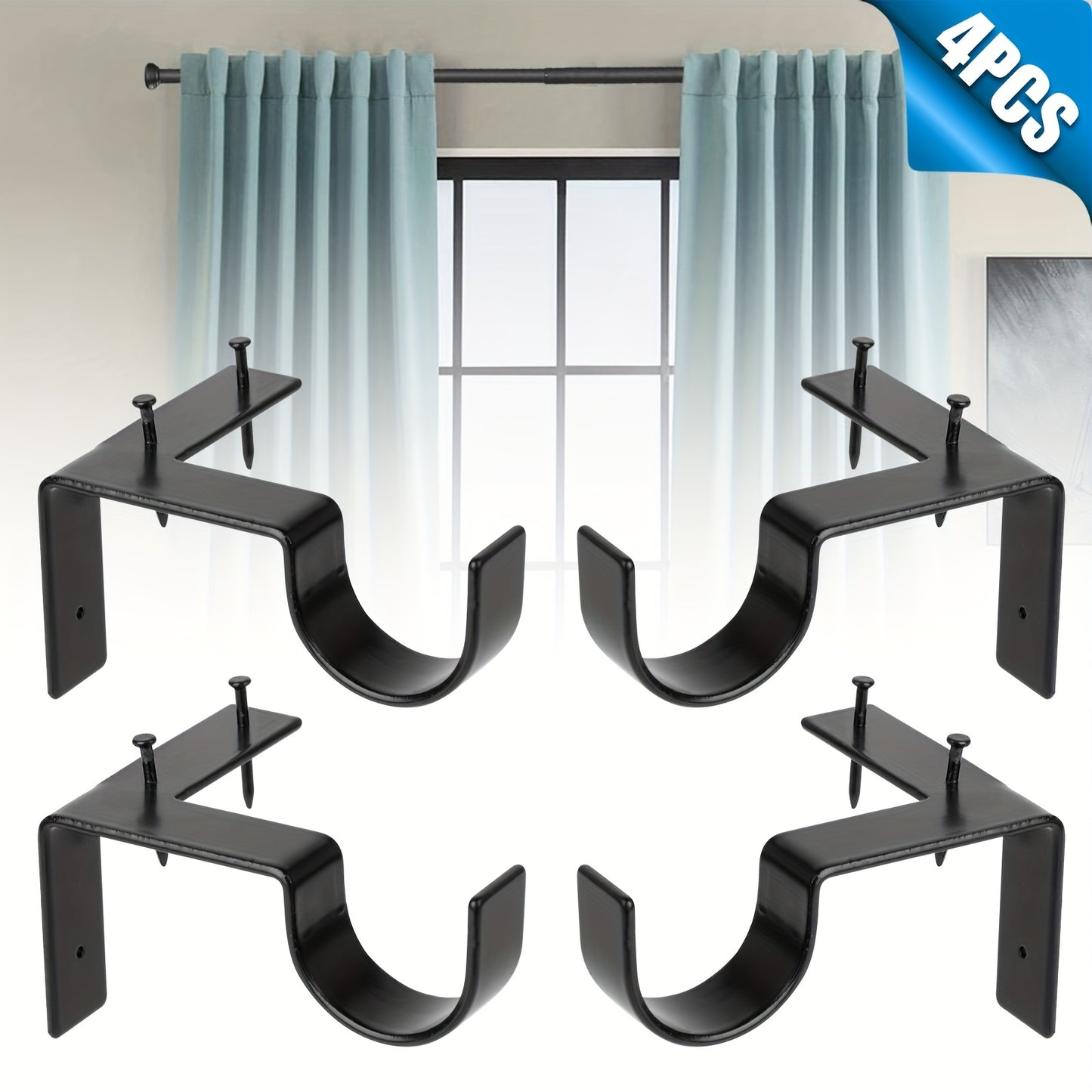 4pcs No-Drill Curtain Rod Bracket