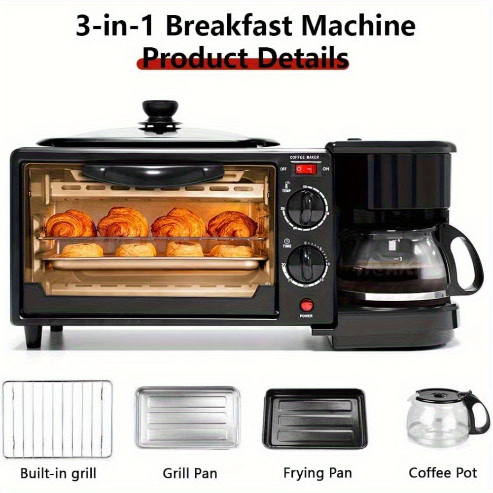 3-in-1 Breakfast Station, Toaster with Frying Pan