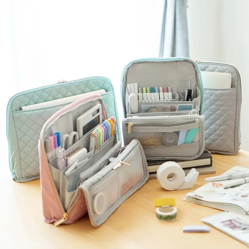 9 Compartments Large-capacity Zippered Pencil Case
