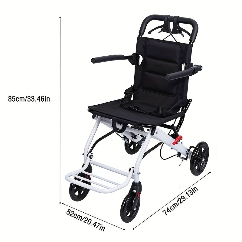 Ultra-Light Folding Wheelchair - Portable Travel Walker with Hand Brakes