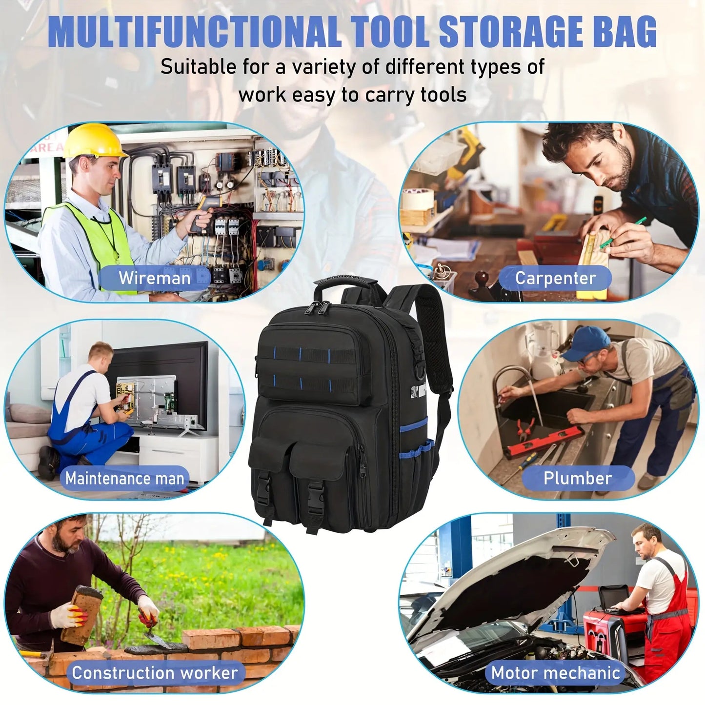 Heavy-Duty Electrician Tool Backpack