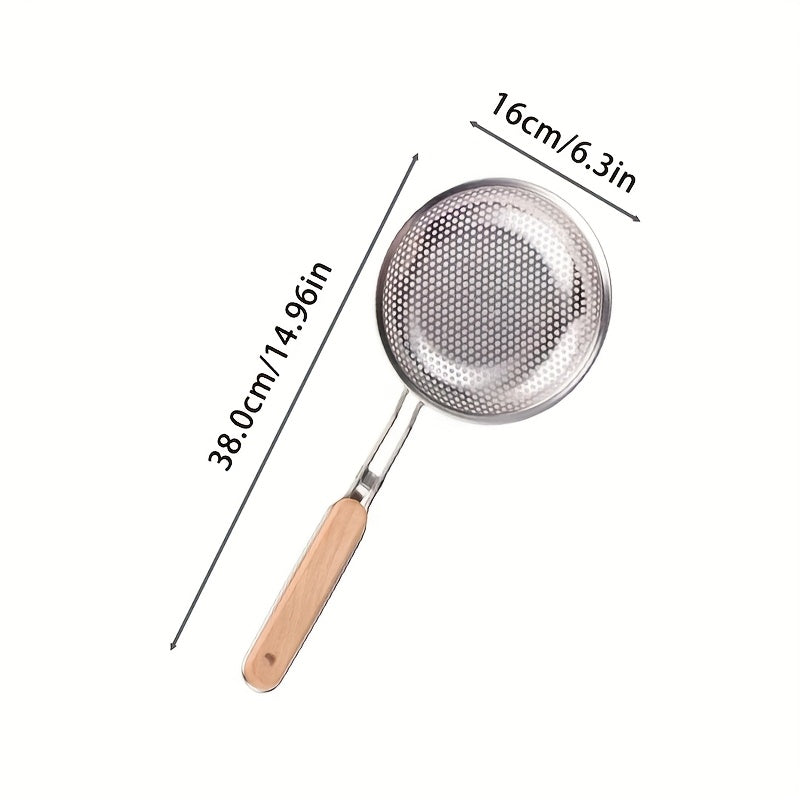 3pcs Stainless Steel Wooden Handle Strainer Set