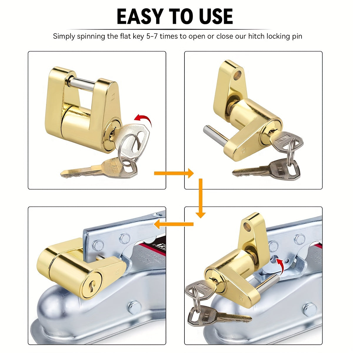 Heavy-Duty Carbon Steel Trailer Hitch Coupler Lock