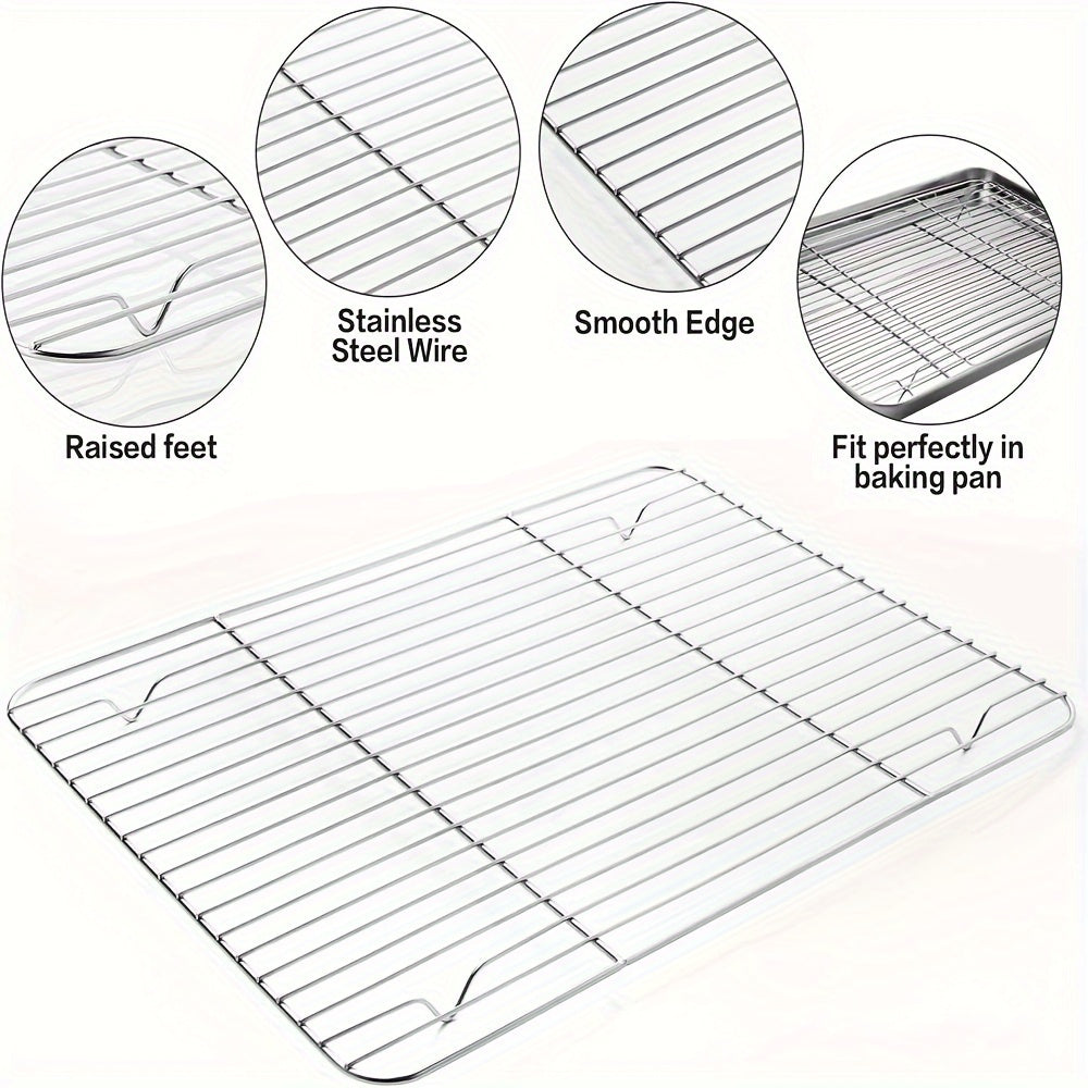 6pcs Stainless Steel Baking Sheet Set with Cooling Racks