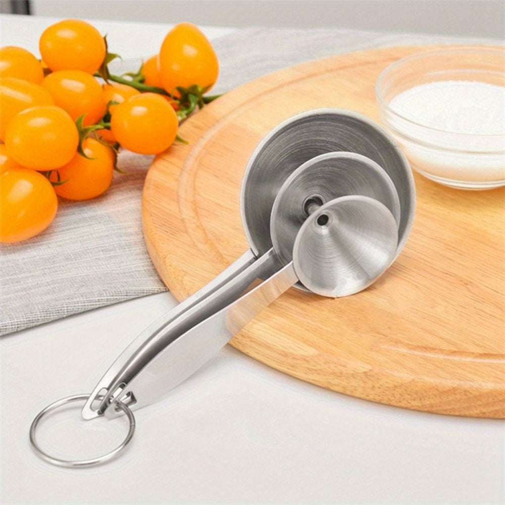 4pcs Stainless Steel Kitchen Funnel Set with Cleaning Brush
