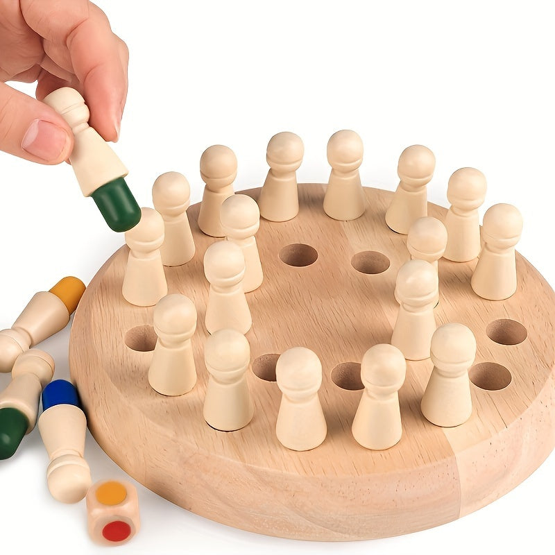 Wooden Memory Matching Game - Educational Chess Puzzle For Kids And Adults