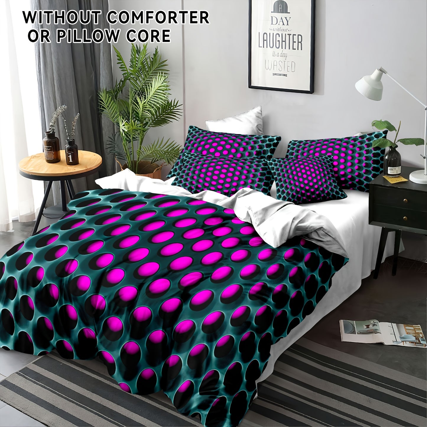 3pcs Y2K Geometric 3D Honeycomb Pattern Duvet Cover Set