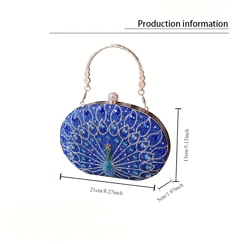 Vintage Peacock Crystal Clutch Evening Bags
