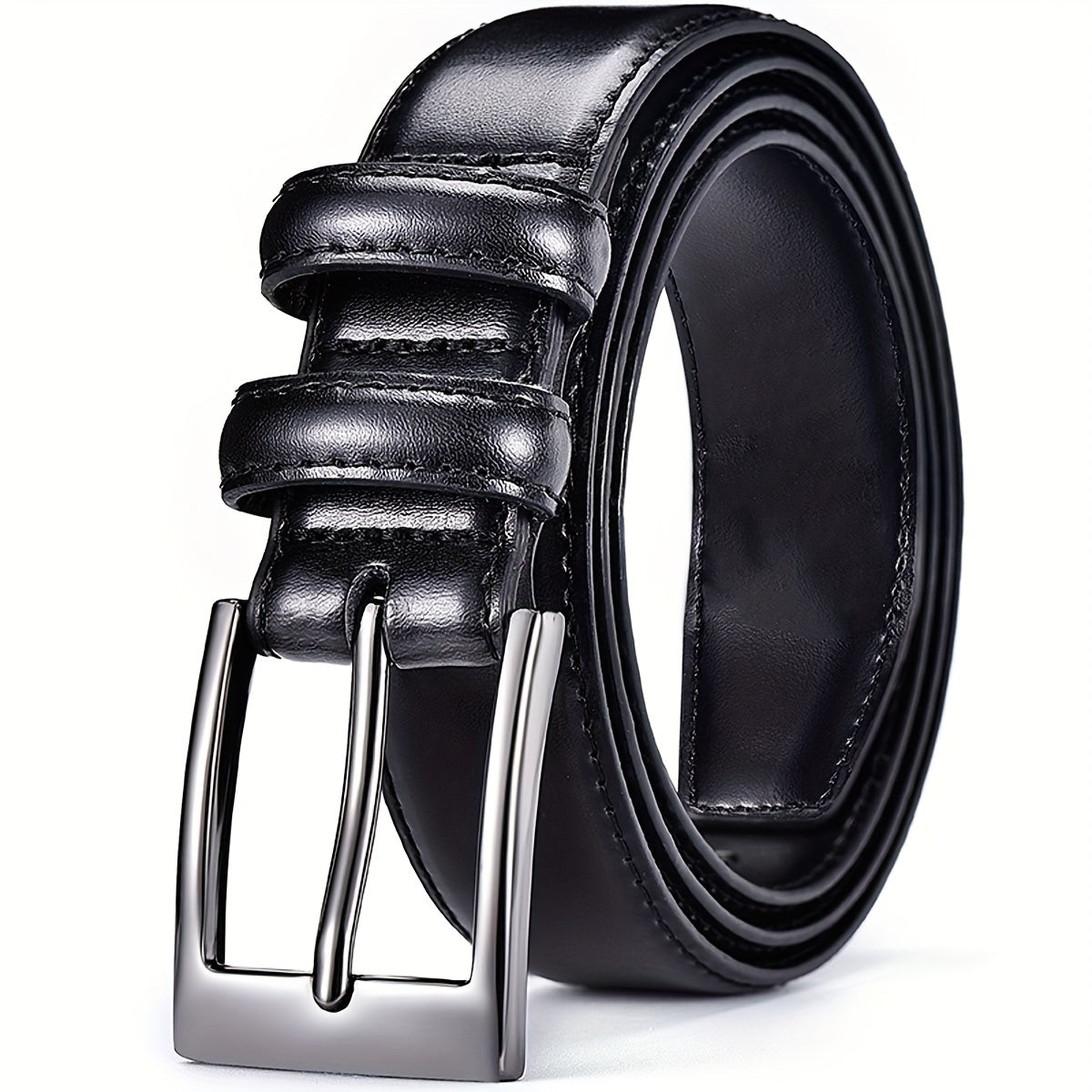 5pcs Men's Genuine Leather Belts with Metallic Buckles