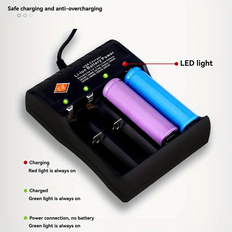 1 USB Battery 4-Slot Smart Battery Charger