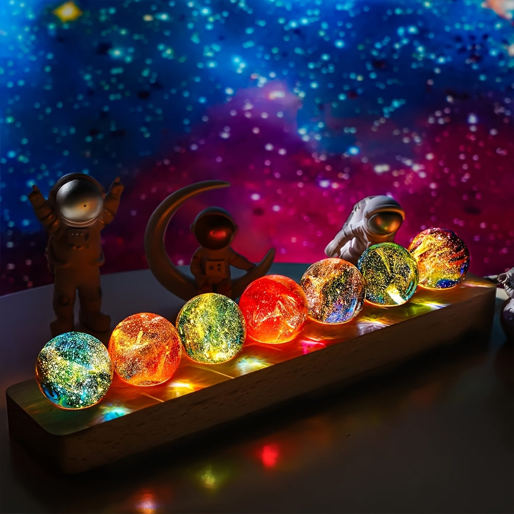 7pcs Spheres LED Night Lighting Crystal Ball Meditation Living Room Decoration Ball