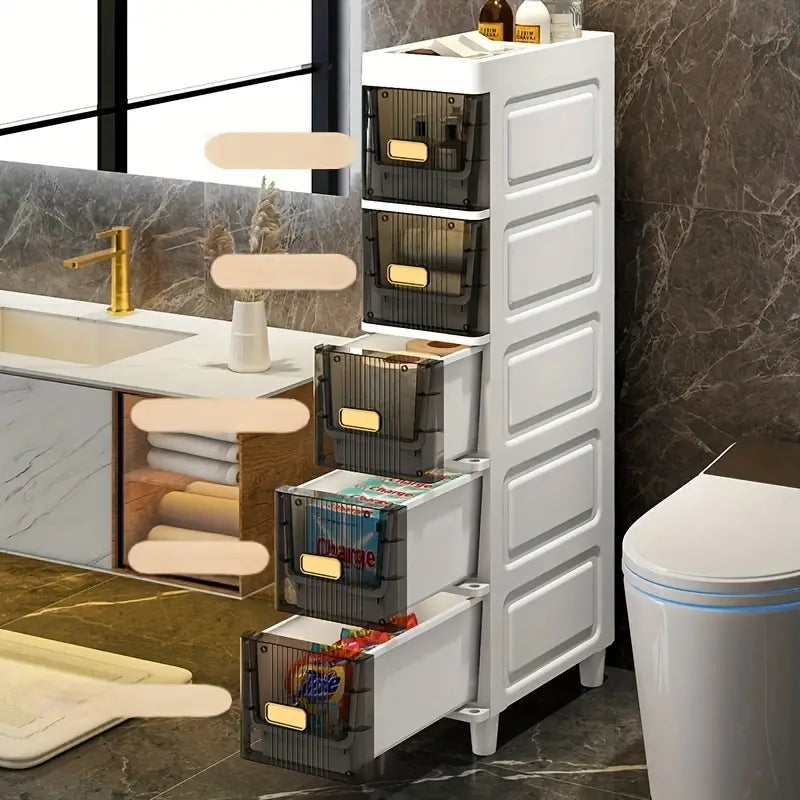 Storage Cabinet with Drawers - Stacking Plastic Organizer