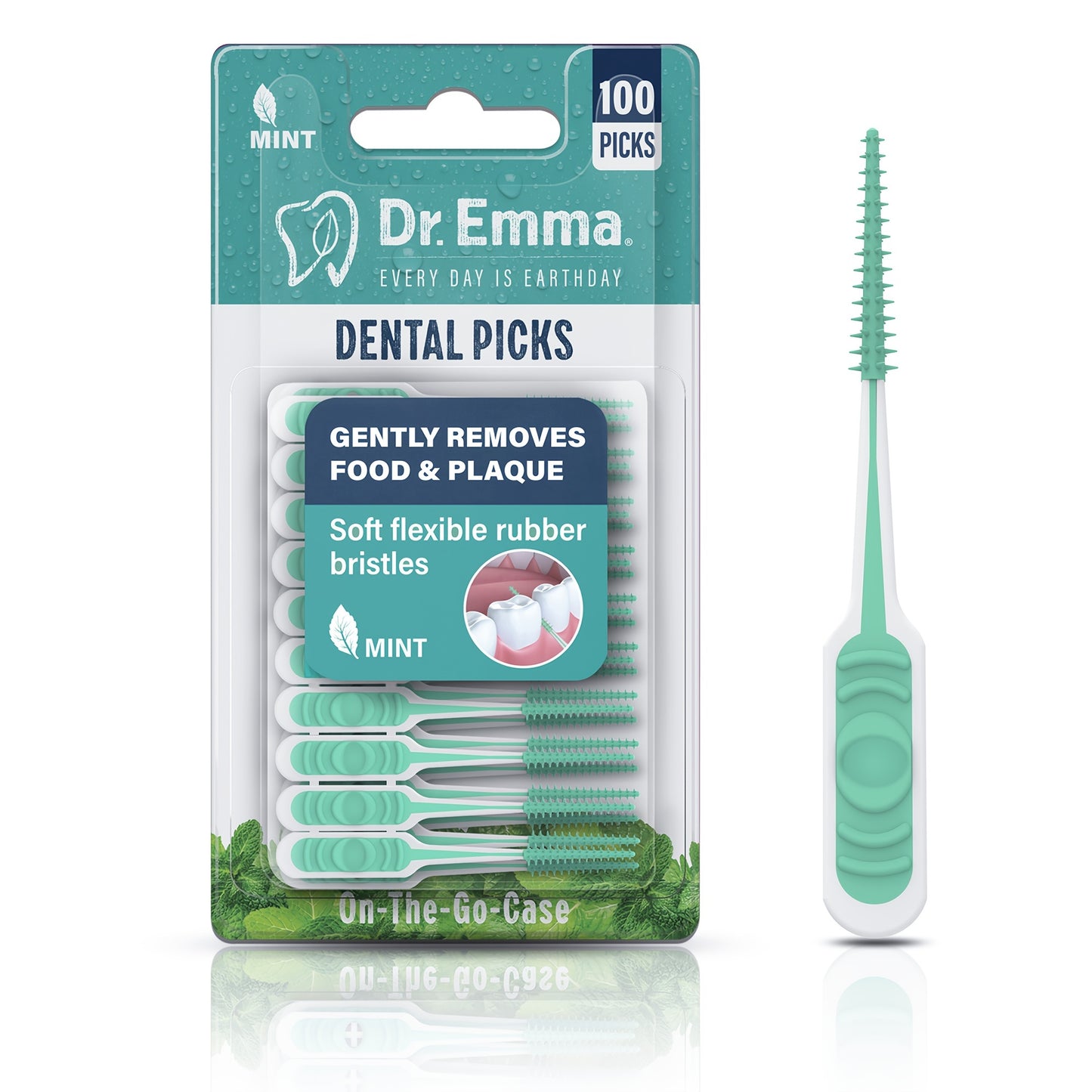 100pcs Dental Picks Mint Brush Picks