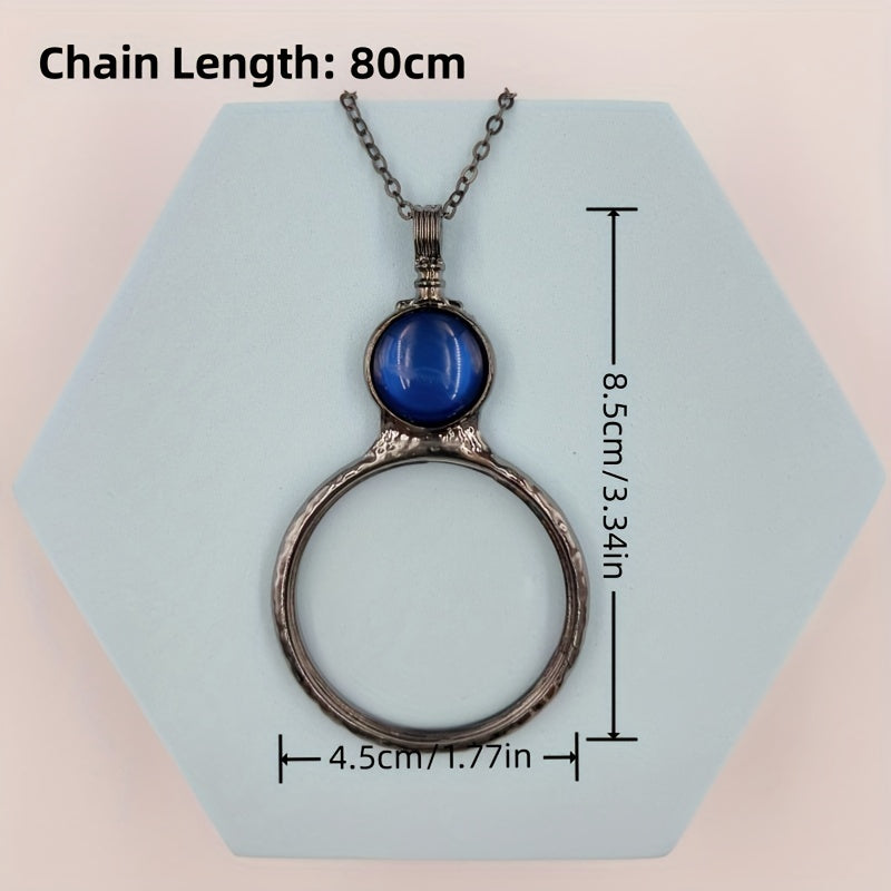 Magnifier Round Reading Magnifying Glass Lens Pendant Chain Necklace