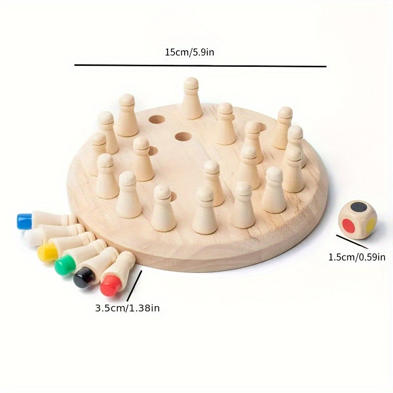 Wooden Memory Matching Game - Educational Chess Puzzle For Kids And Adults