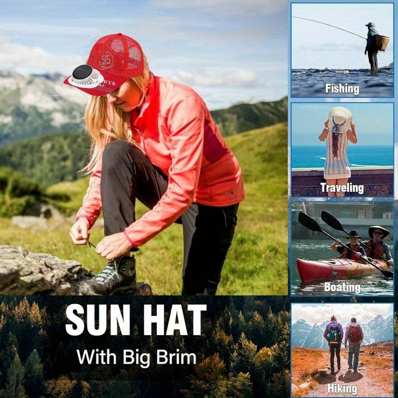 Wide Brim Solar Fan Hat for Men & Women