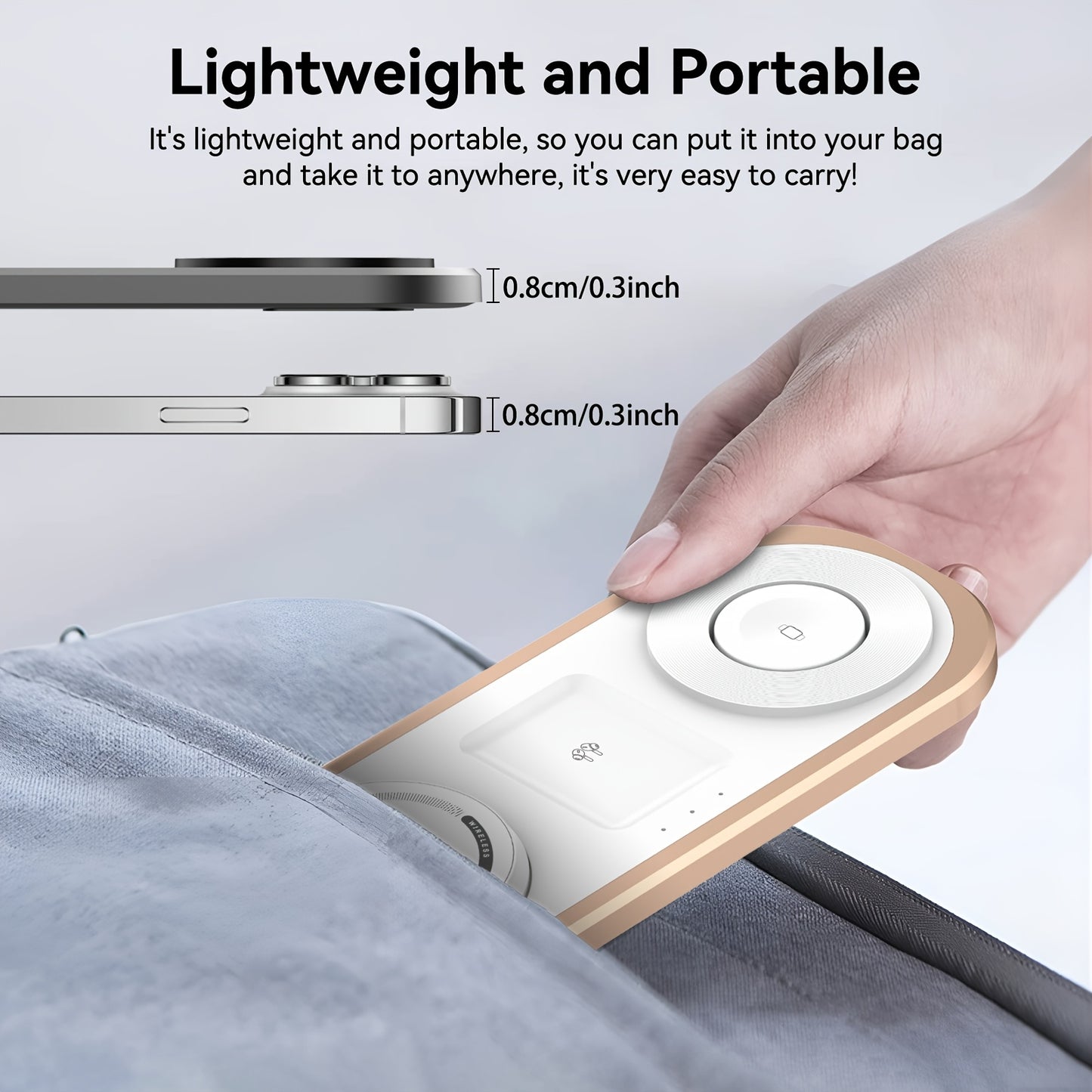 Wireless Charger, 15W 3-in-1 Foldable Charging Station