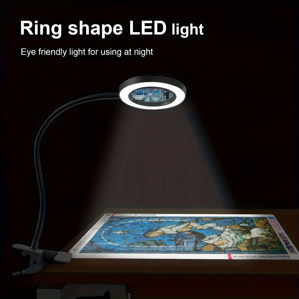 With clip 5V USB LED Magnifying Glass - 3 Color Mode,