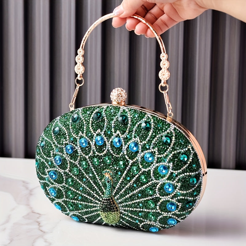 Vintage Peacock Crystal Clutch Evening Bags