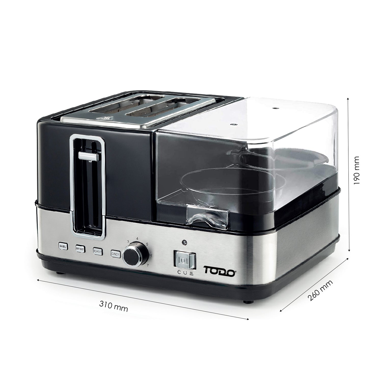 1400W Breakfast Master Toaster Egg Cooker Poacher Fryer Grill All In One
