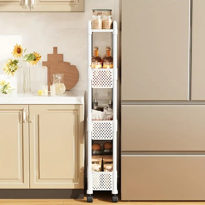 Space-Saving Multi-Layer Storage Cabinet in Black/White