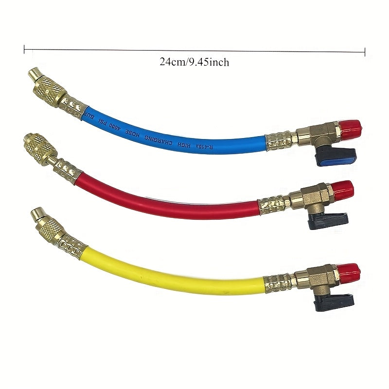 3pcs A/C Refrigeration Charging Hose Set with Ball Valve