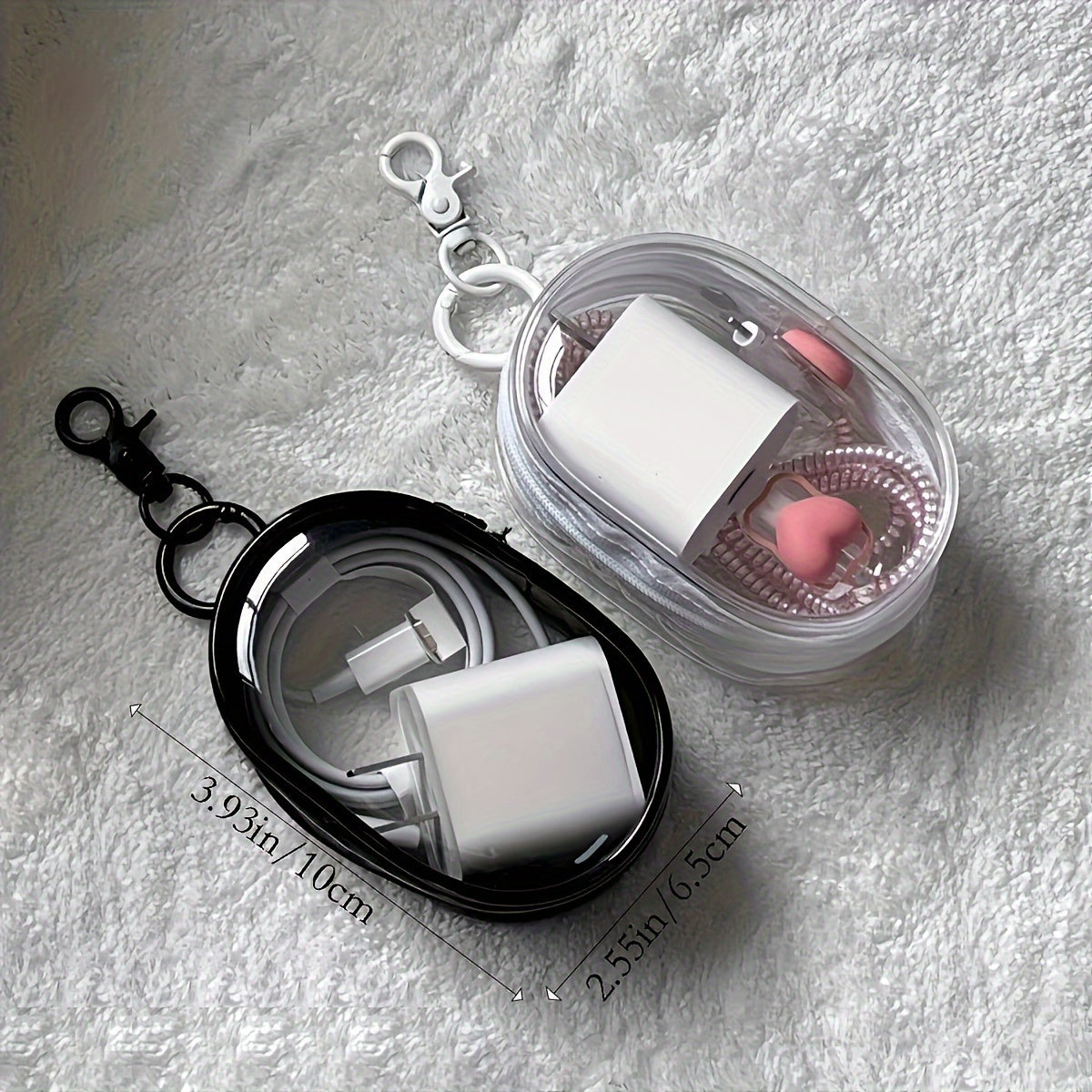 Transparent Mini Cable Organizer Boxes with Keychain