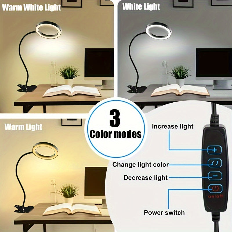 With clip 5V USB LED Magnifying Glass - 3 Color Mode,