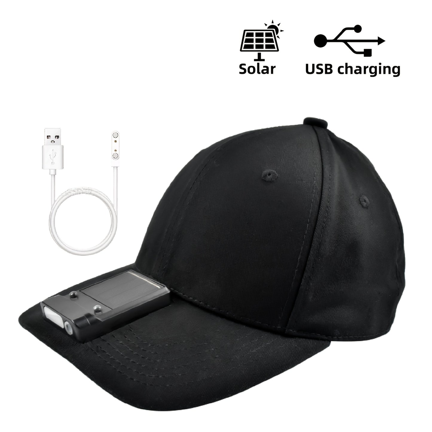 Solar-Powered LED Baseball Cap Headlamp