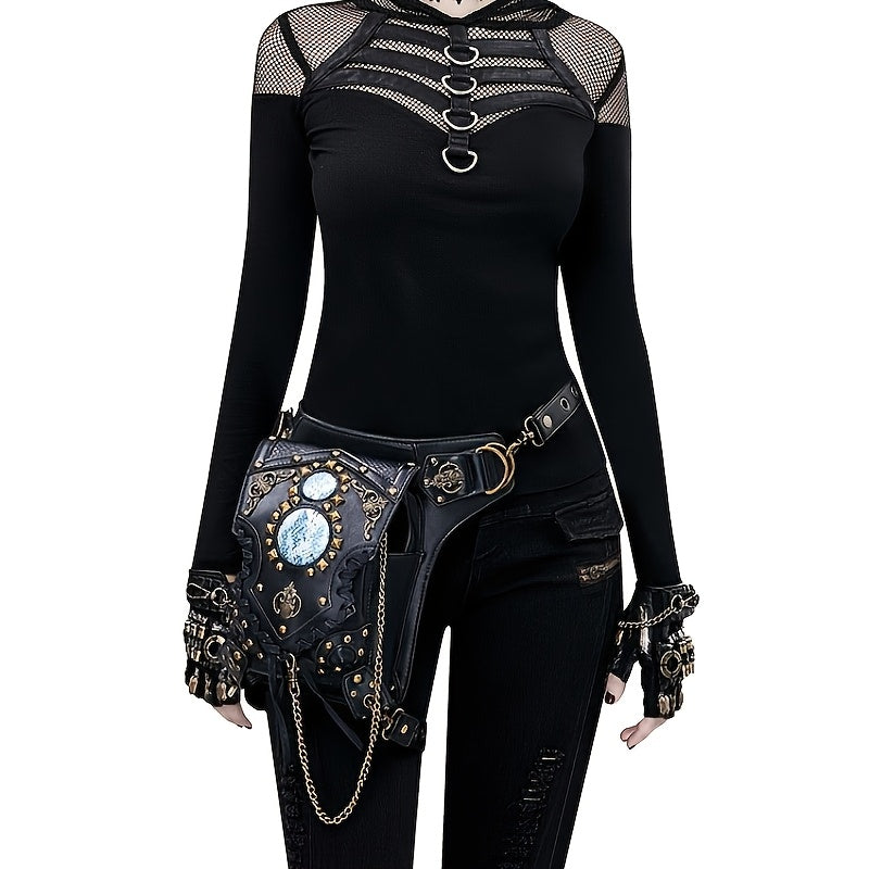 Trendy Steampunk Shoulder Crossbody Bag Chain Bag for Women And Men