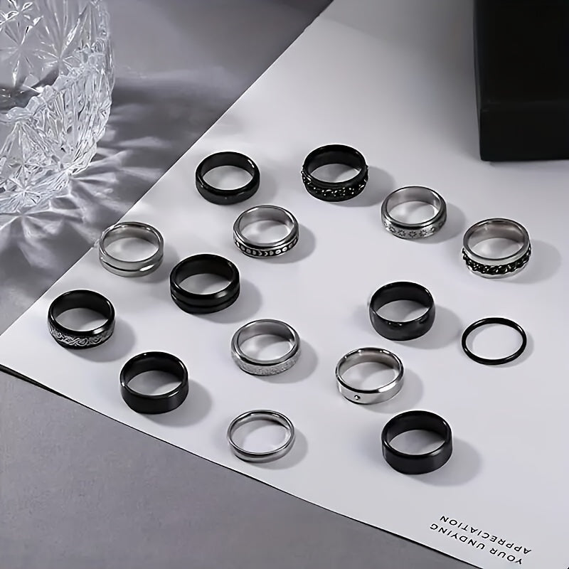 Stainless Steel Men's Ring Set