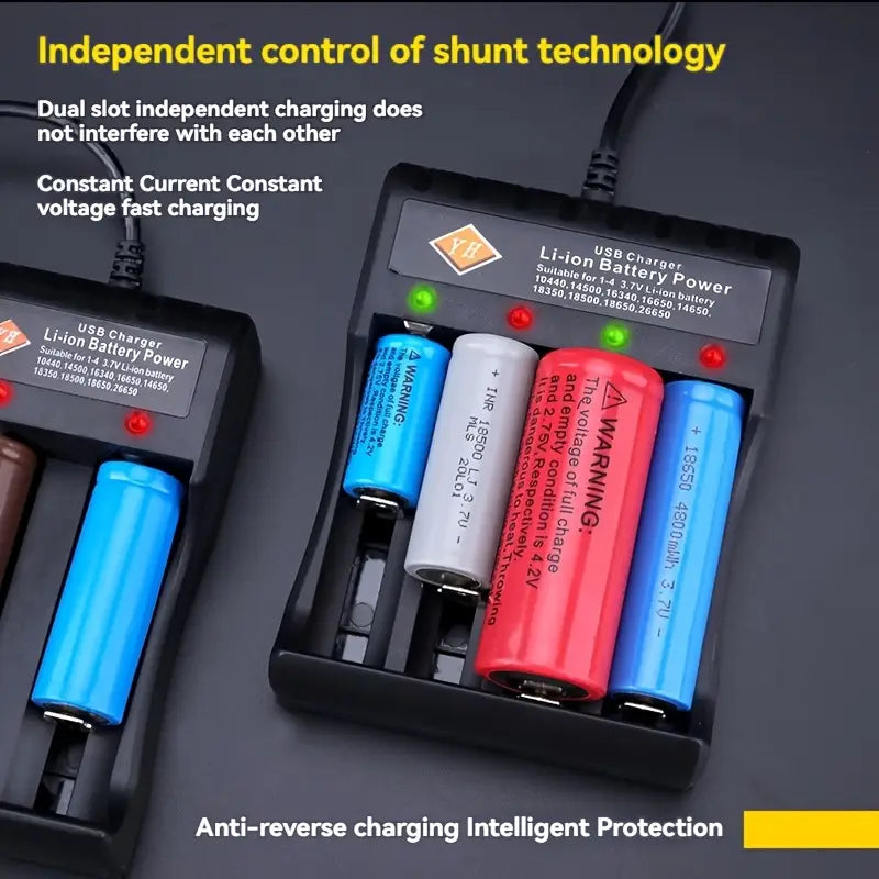 1 USB Battery 4-Slot Smart Battery Charger