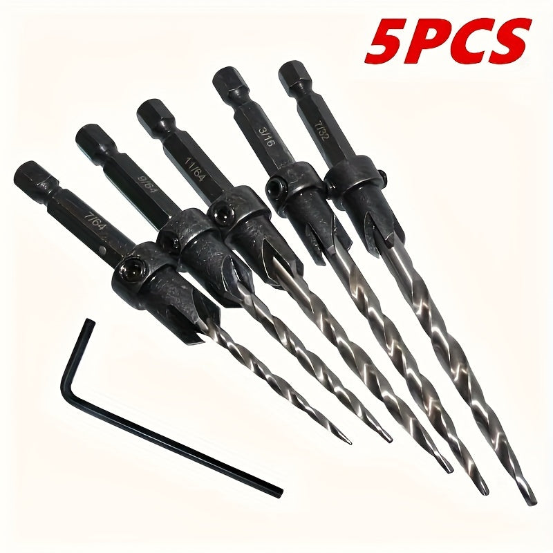5pcs High-Speed Steel Countersink Drill Bit Set