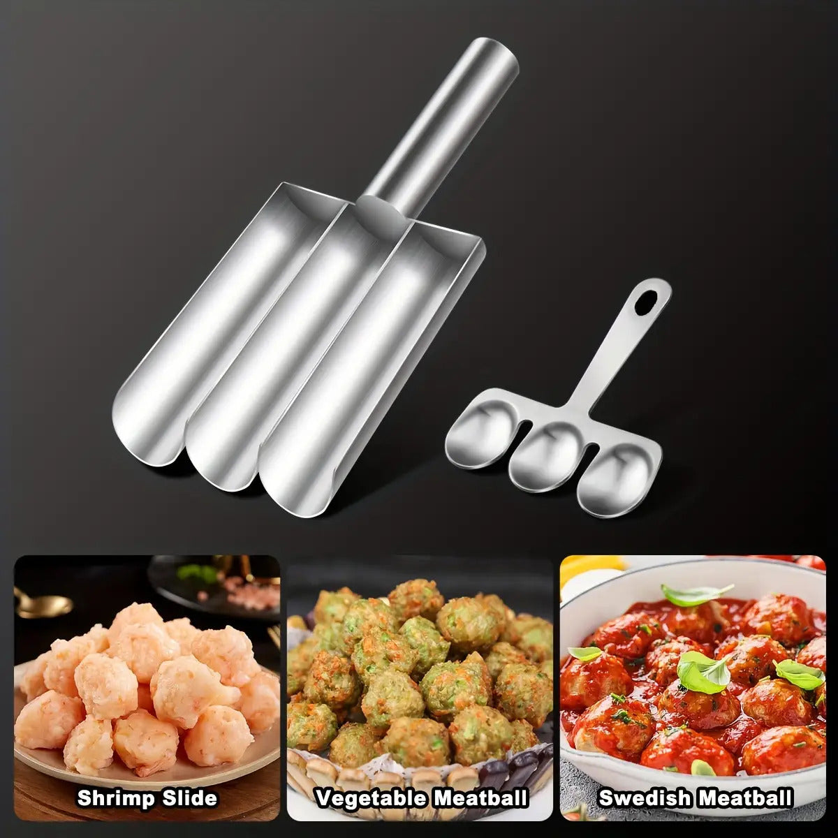 2pcs Stainless Steel Non-Stick Meatball Maker Set