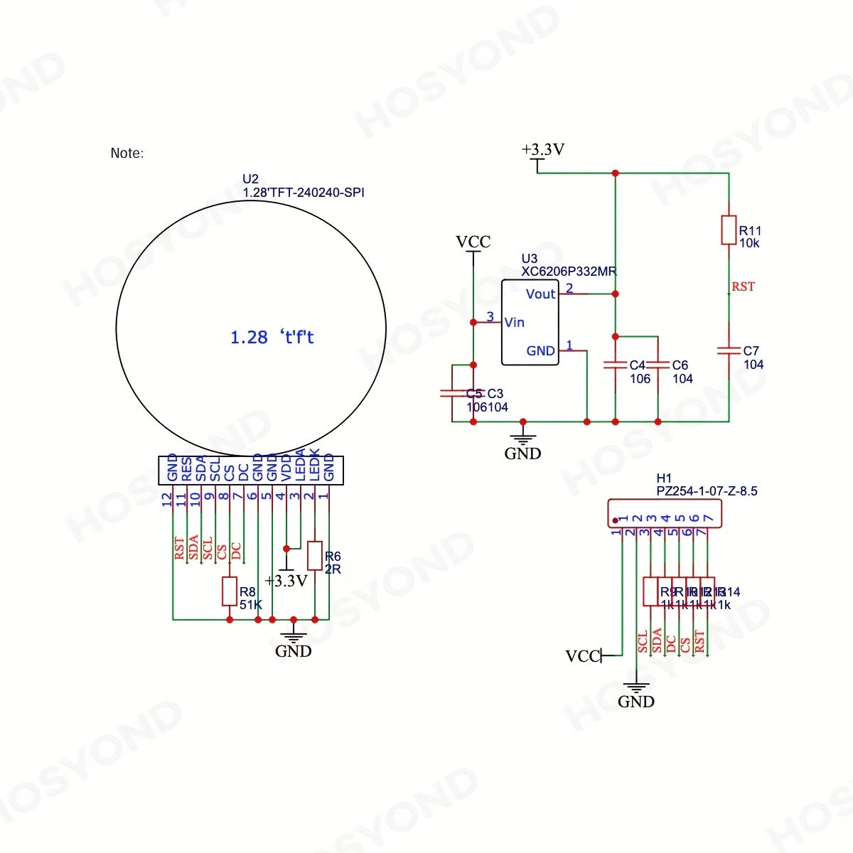 1.28 Inch LCD Display Module Round RGB 240 * 240 GC9A01 Driver