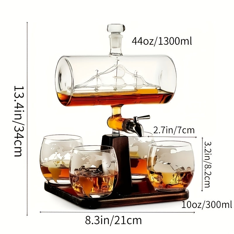 1 Set Sailboat Glass Decanter