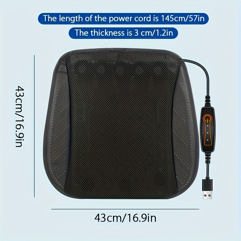 1pc Car Ventilated Seat Cushion with USB Fan