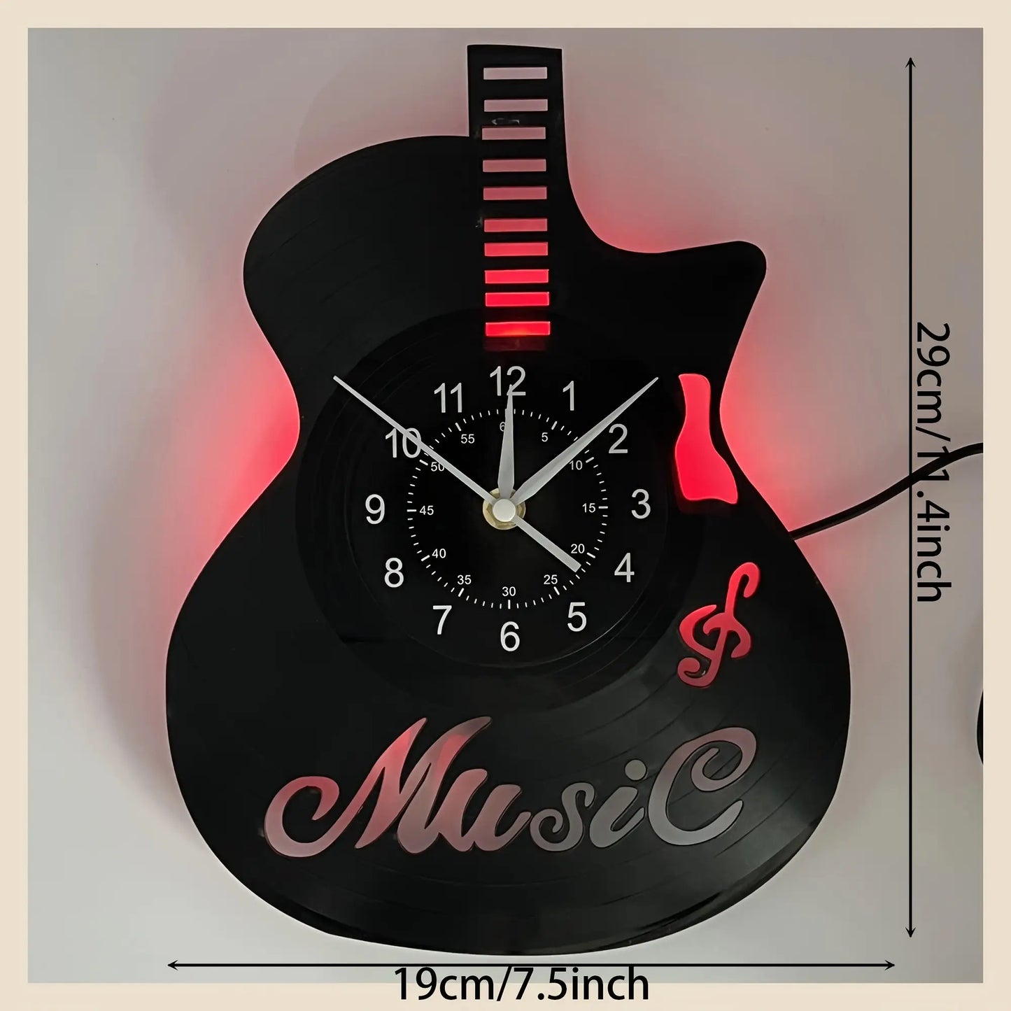 Unique Guitar Design Vinyl Record LED Wall Clock
