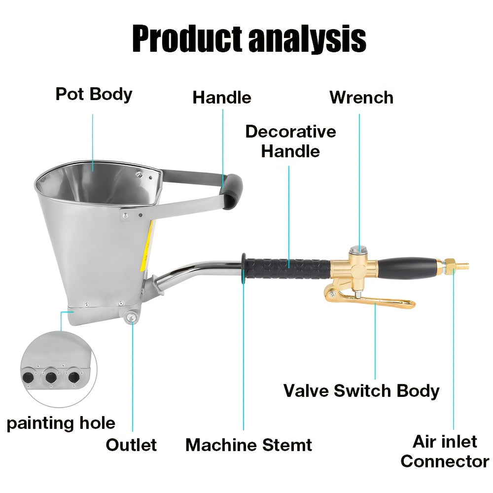 1 Set Professional 4-Hole Wall Cement Spray Gun