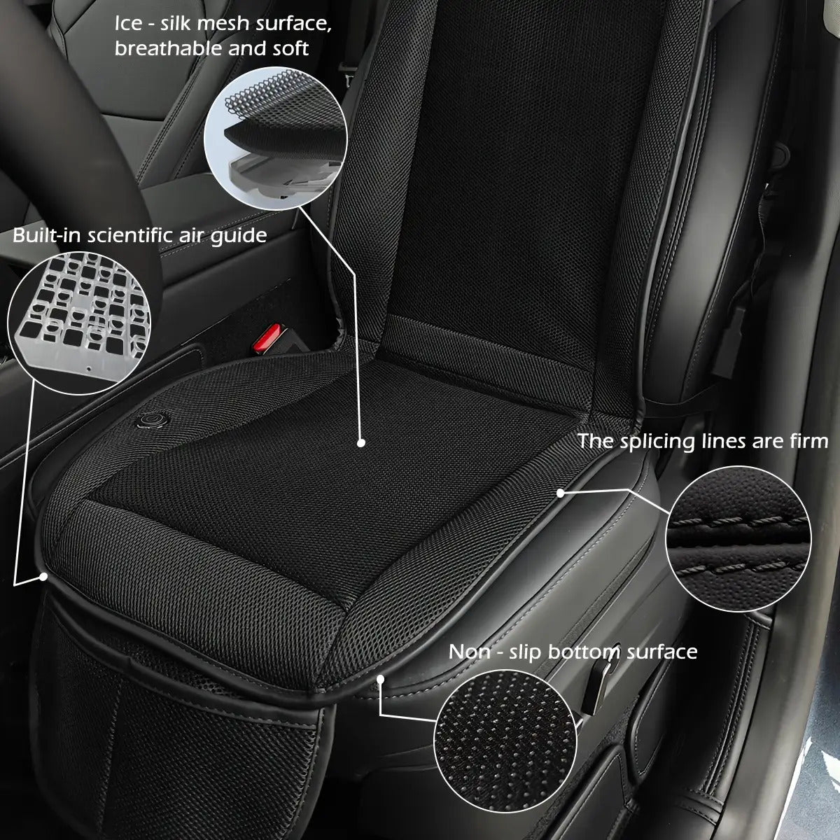 3-Second Rapid Cooling Car Seat Cushion with 360° Turbo Fan
