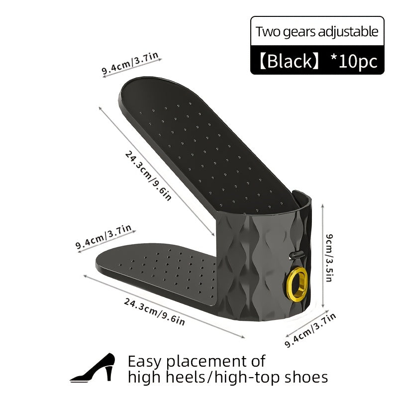 10-Pack Adjustable Plastic Shoe Racks