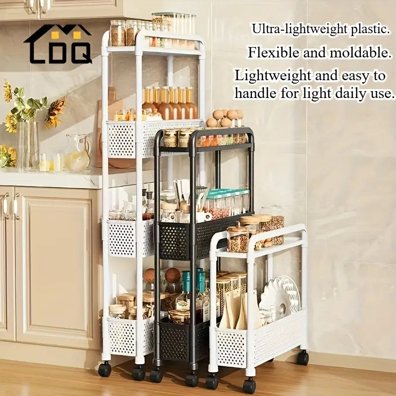 Space-Saving Multi-Layer Storage Cabinet in Black/White
