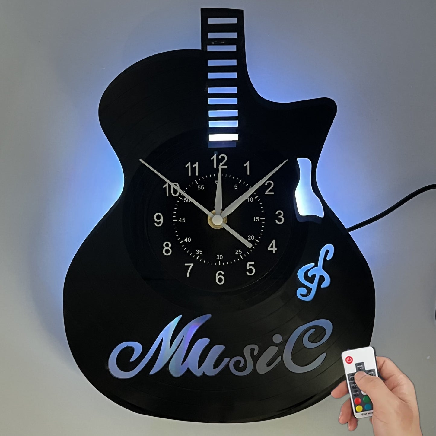 Unique Guitar Design Vinyl Record LED Wall Clock