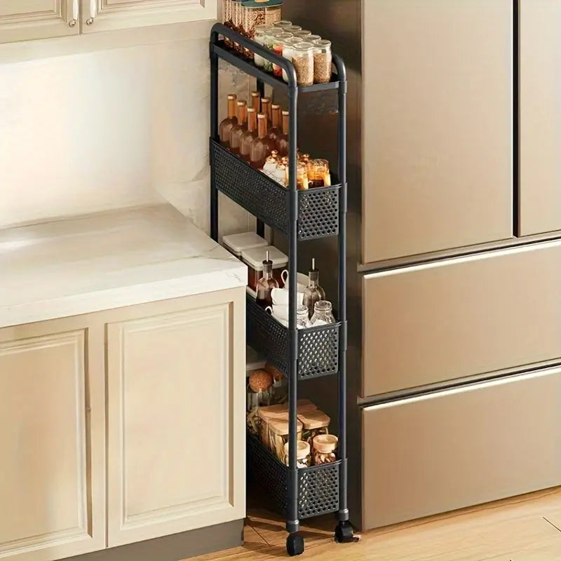 Space-Saving Multi-Layer Storage Cabinet in Black/White