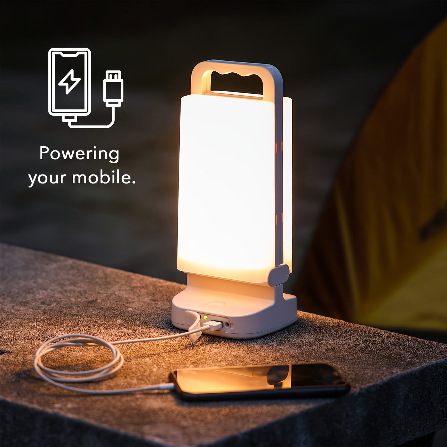 Solar Camping Lantern, Rechargeable Light With USB