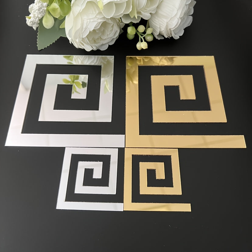 30pcs Glam Style Geometric Pattern Acrylic Mirror Wall Stickers